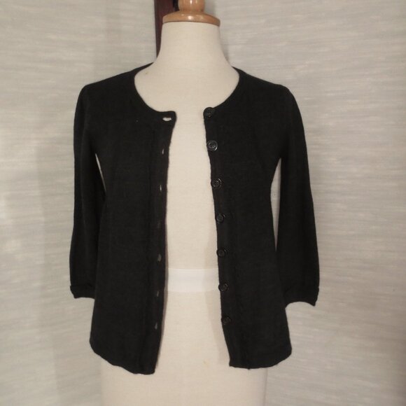 DELISTING SOON H&M Grey Wool Blend Button Cardigan Sweater with Ruffles - Picture 4 of 4